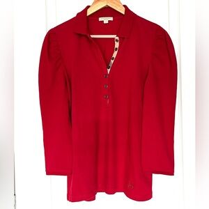 Burberry Brit Long Sleeve Polo Shirt Women’s Size L Classic Check Collar